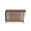 Two-Tone Dark Brown and Oak Finished Wood Cat Litter Box Cover House