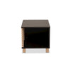 Two-Tone Dark Brown and Oak Finished Wood Cat Litter Box Cover House