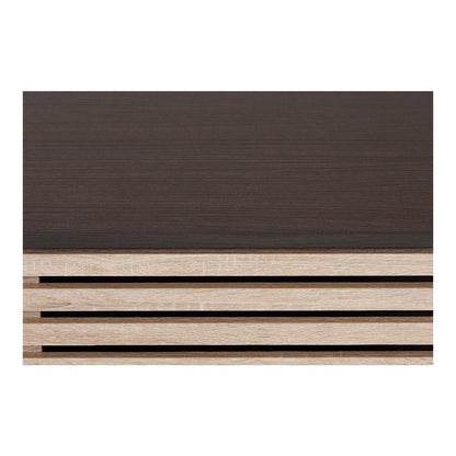 Two-Tone Dark Brown and Oak Finished Wood Cat Litter Box Cover House