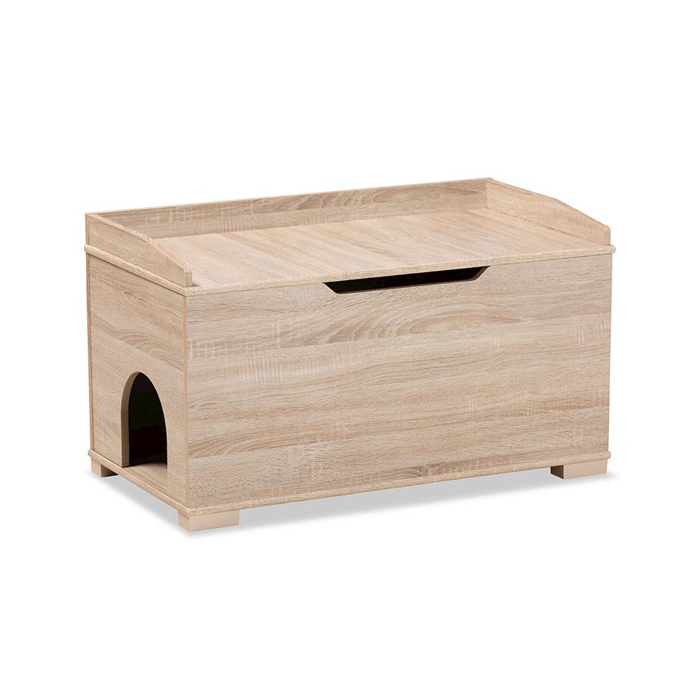 Mariam Modern and Contemporary Oak Finished Wood Cat Litter Box Cover House