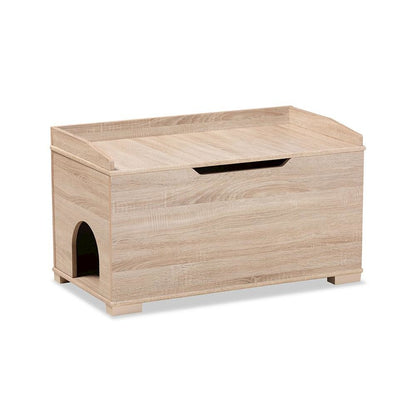 Mariam Modern and Contemporary Oak Finished Wood Cat Litter Box Cover House