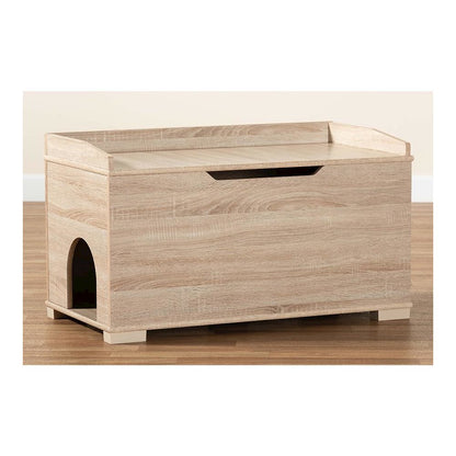 Mariam Modern and Contemporary Oak Finished Wood Cat Litter Box Cover House