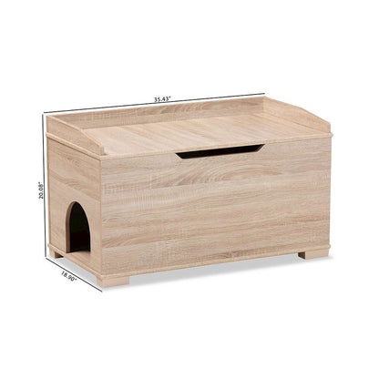 Mariam Modern and Contemporary Oak Finished Wood Cat Litter Box Cover House
