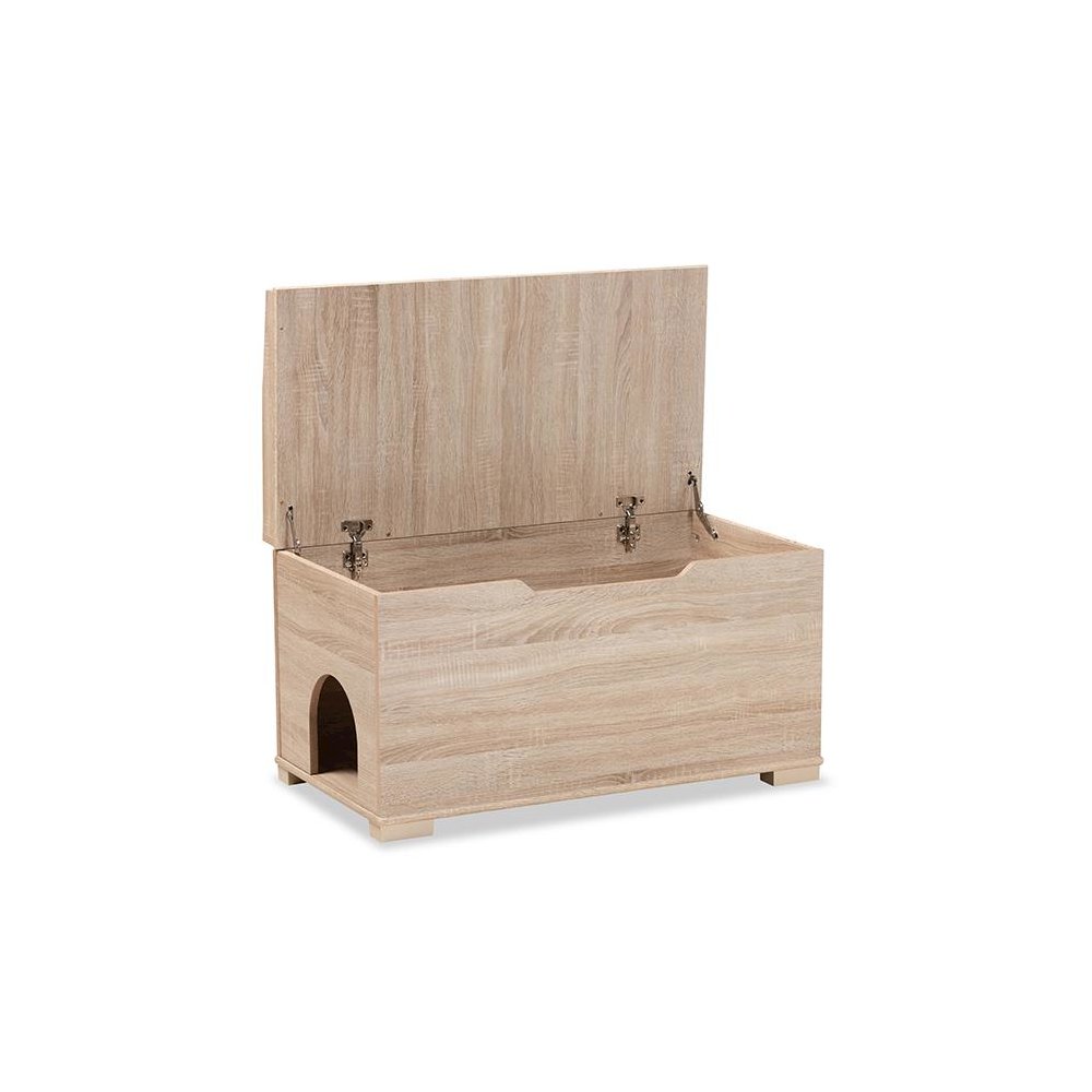 Mariam Modern and Contemporary Oak Finished Wood Cat Litter Box Cover House