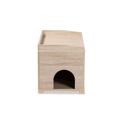 Mariam Modern and Contemporary Oak Finished Wood Cat Litter Box Cover House