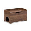 Walnut Brown Finished Wood Cat Litter Box Cover House