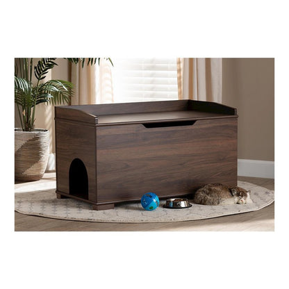Walnut Brown Finished Wood Cat Litter Box Cover House