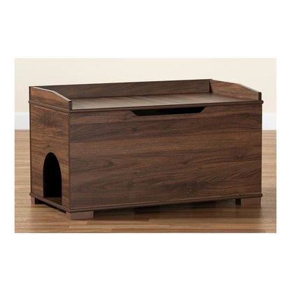 Walnut Brown Finished Wood Cat Litter Box Cover House