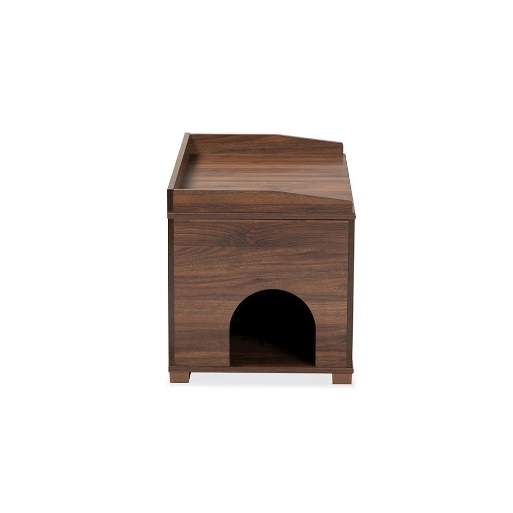 Walnut Brown Finished Wood Cat Litter Box Cover House