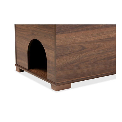 Walnut Brown Finished Wood Cat Litter Box Cover House