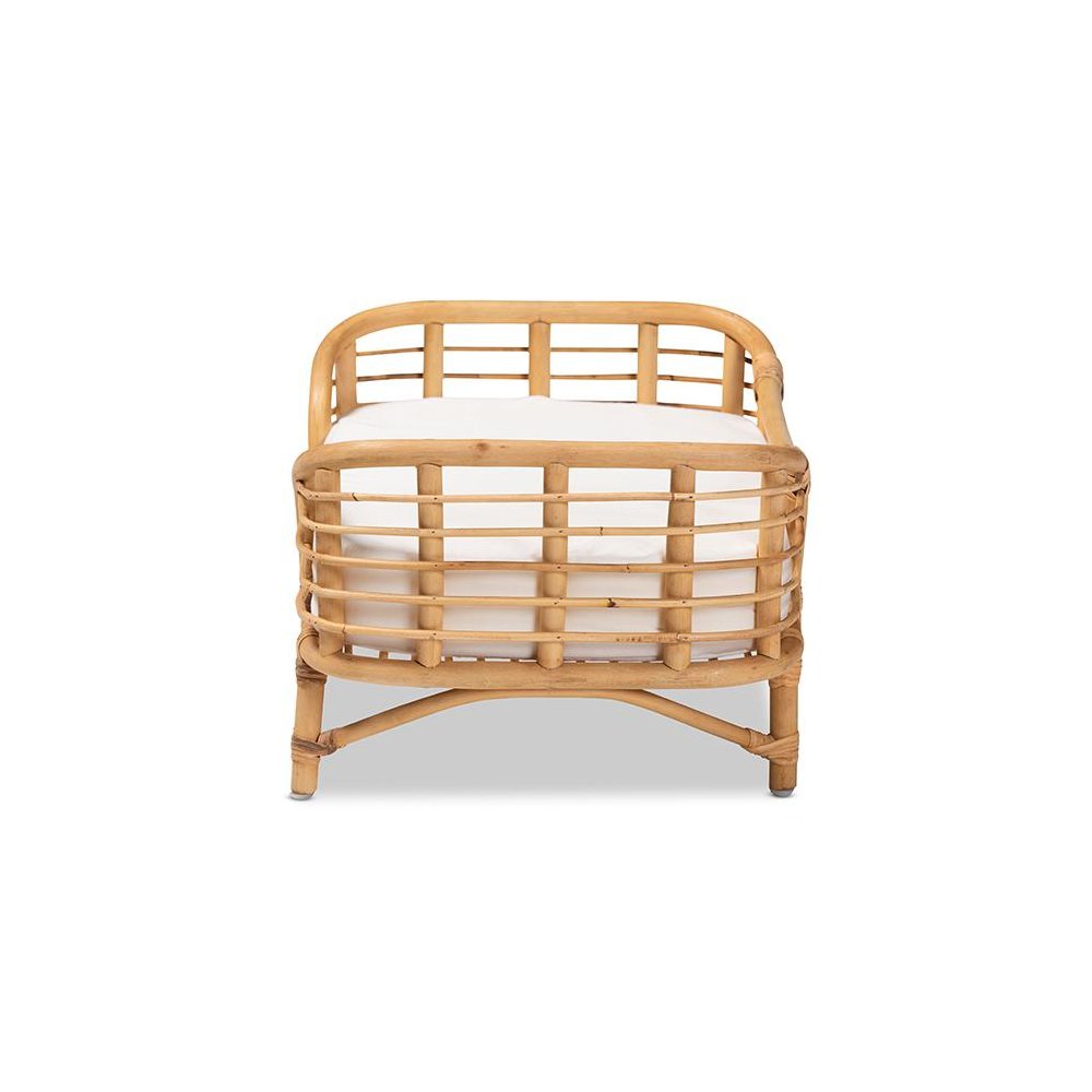 bali & pari Malino Modern Bohemian  Natural Brown Rattan Pet Bed with Cushion