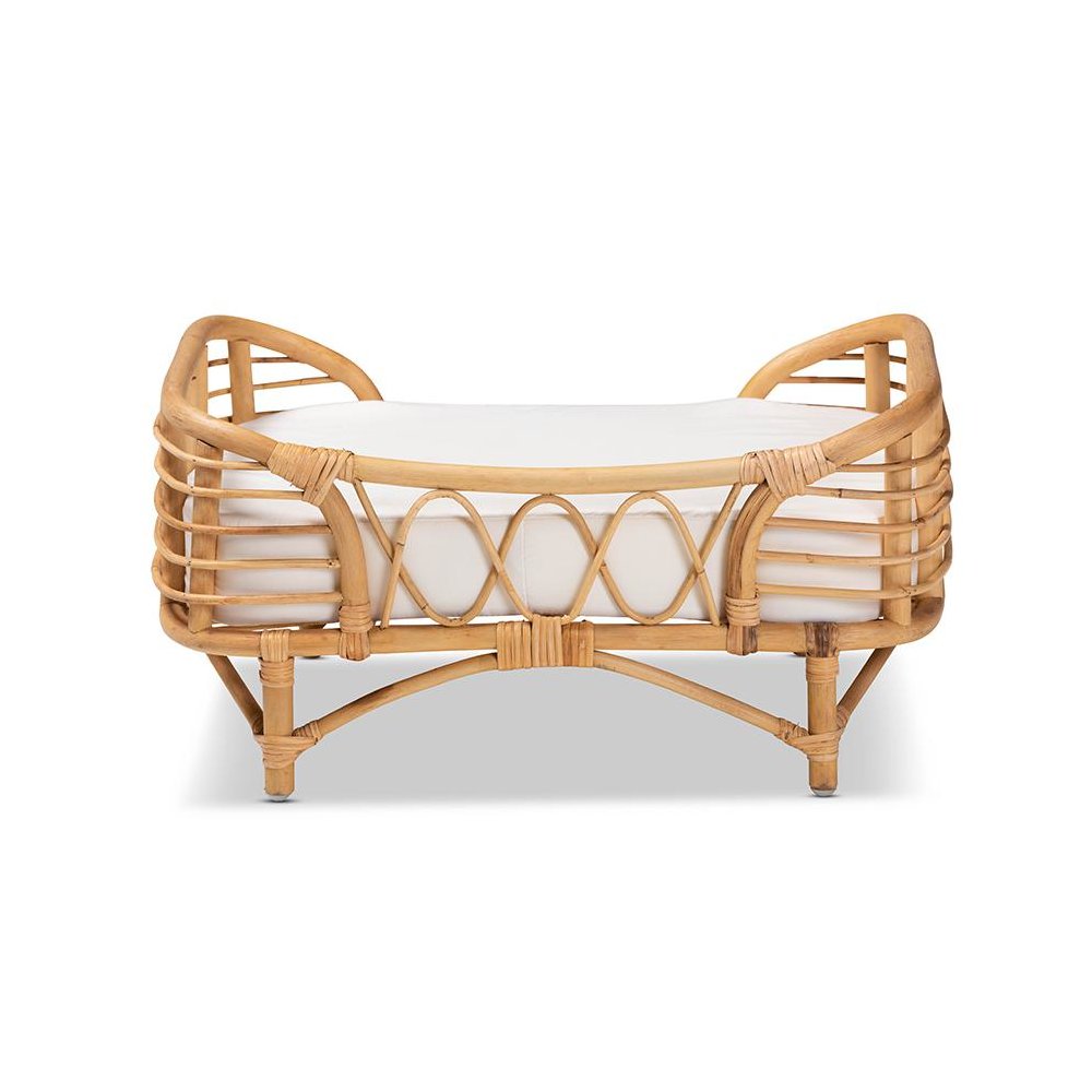 bali & pari Malino Modern Bohemian  Natural Brown Rattan Pet Bed with Cushion