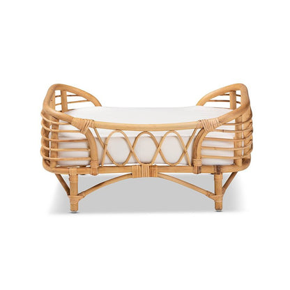 bali & pari Malino Modern Bohemian  Natural Brown Rattan Pet Bed with Cushion