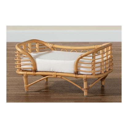 bali & pari Malino Modern Bohemian  Natural Brown Rattan Pet Bed with Cushion