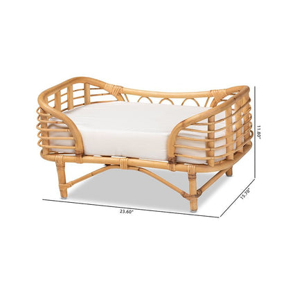 bali & pari Malino Modern Bohemian  Natural Brown Rattan Pet Bed with Cushion