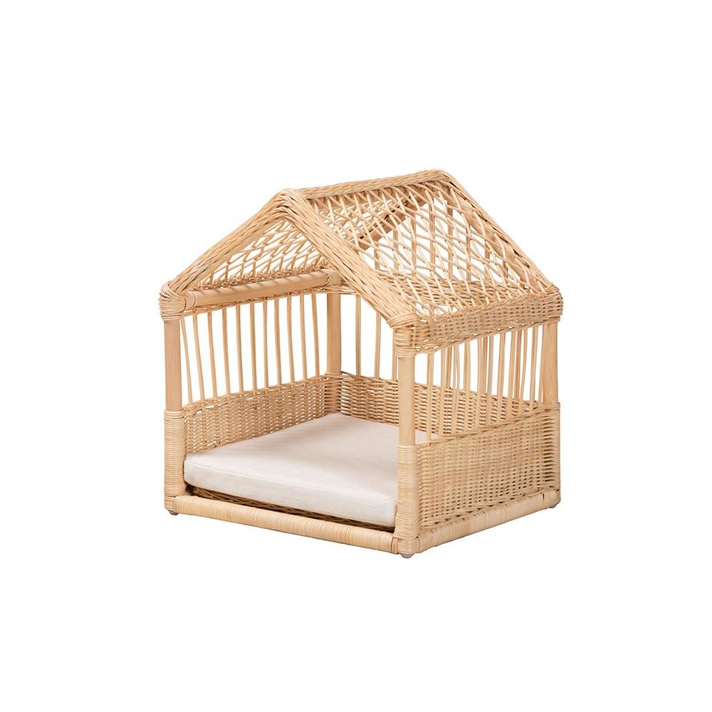 bali & pari Pieta Modern Bohemian Natural Brown Rattan Pet Bed