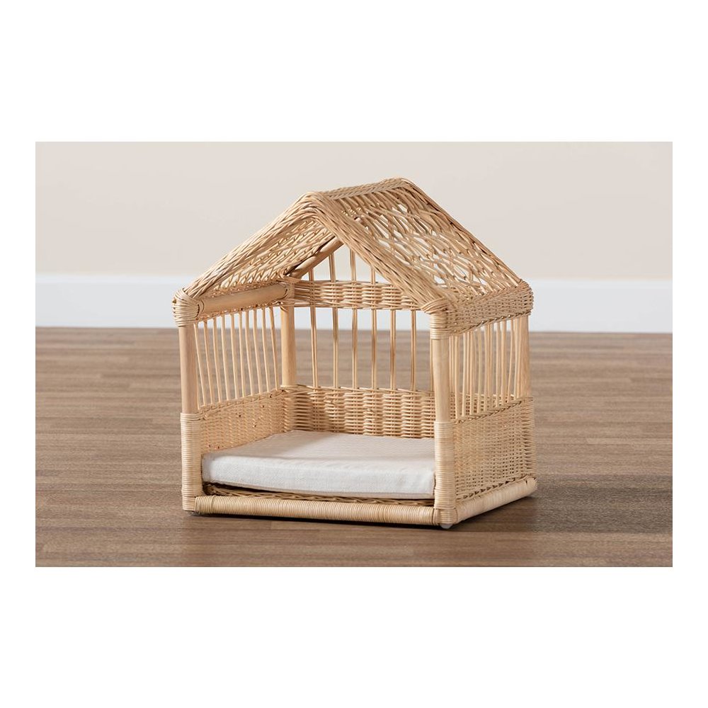 bali & pari Pieta Modern Bohemian Natural Brown Rattan Pet Bed
