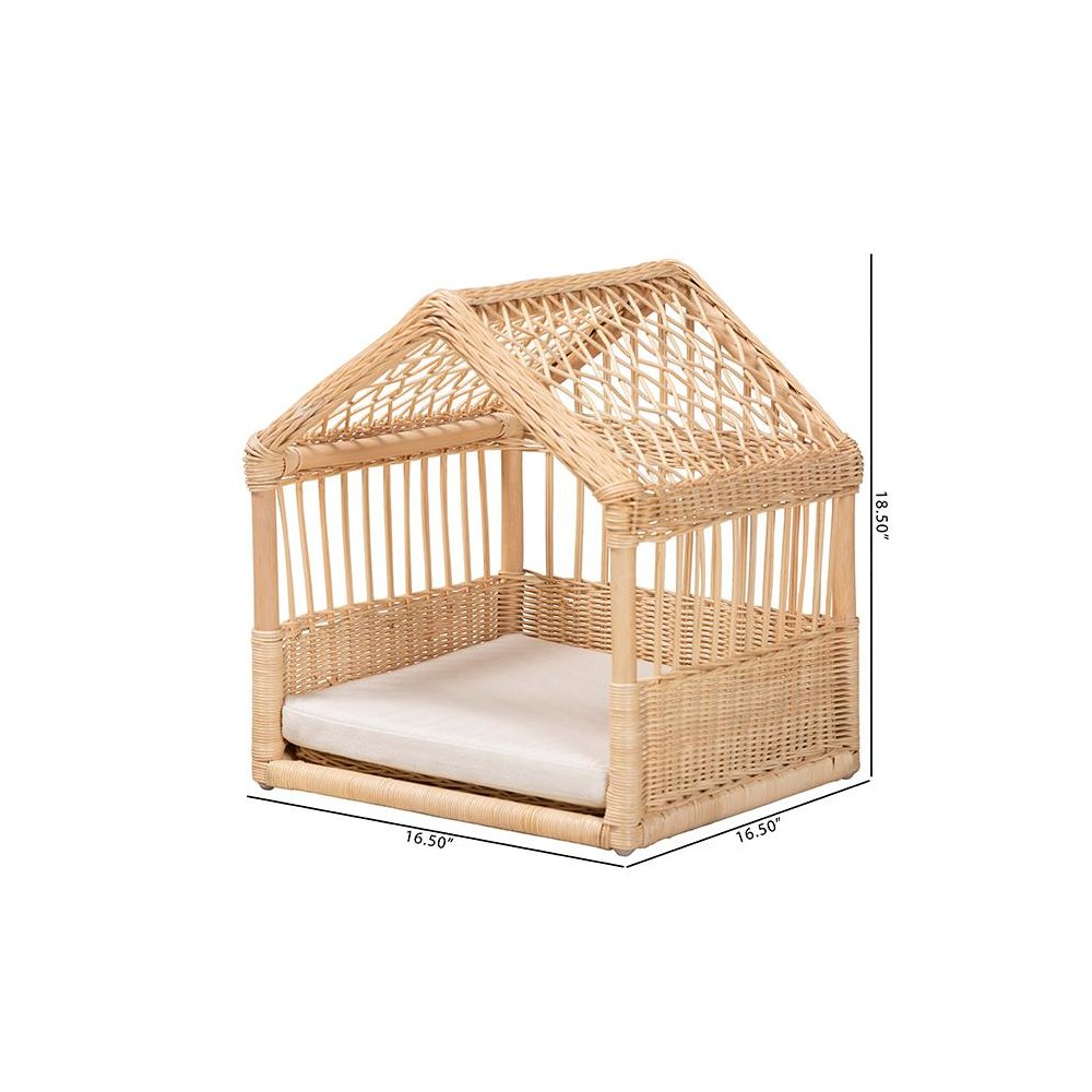 bali & pari Pieta Modern Bohemian Natural Brown Rattan Pet Bed