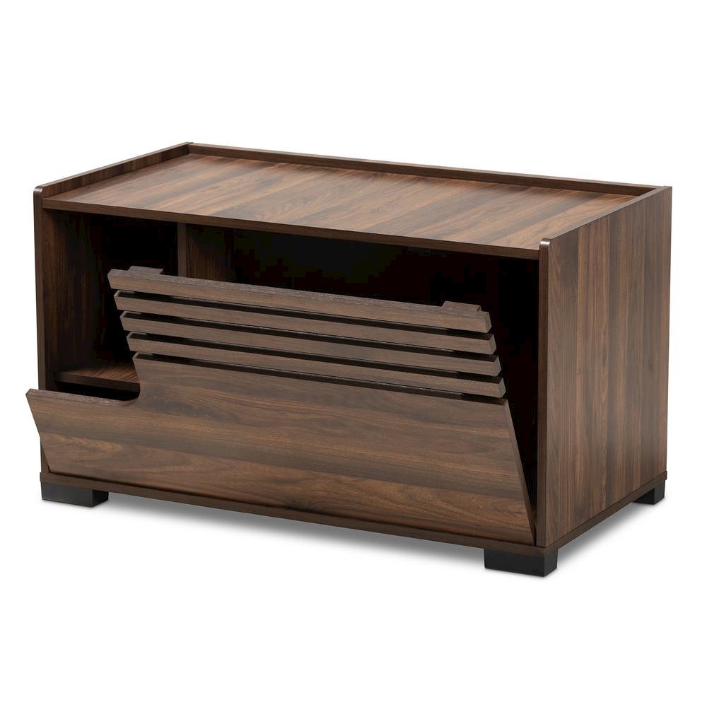 Claire Modern and Contemporary Walnut Brown Finished Cat Litter Box Cover House