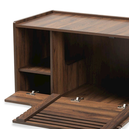 Claire Modern and Contemporary Walnut Brown Finished Cat Litter Box Cover House