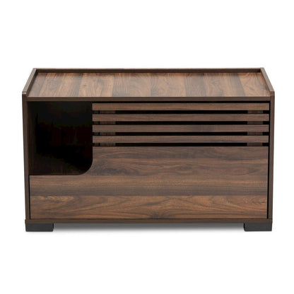 Claire Modern and Contemporary Walnut Brown Finished Cat Litter Box Cover House