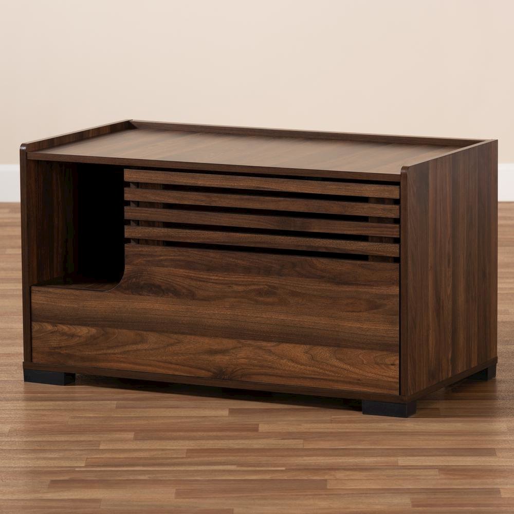 Claire Modern and Contemporary Walnut Brown Finished Cat Litter Box Cover House