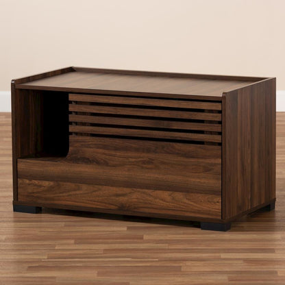 Claire Modern and Contemporary Walnut Brown Finished Cat Litter Box Cover House