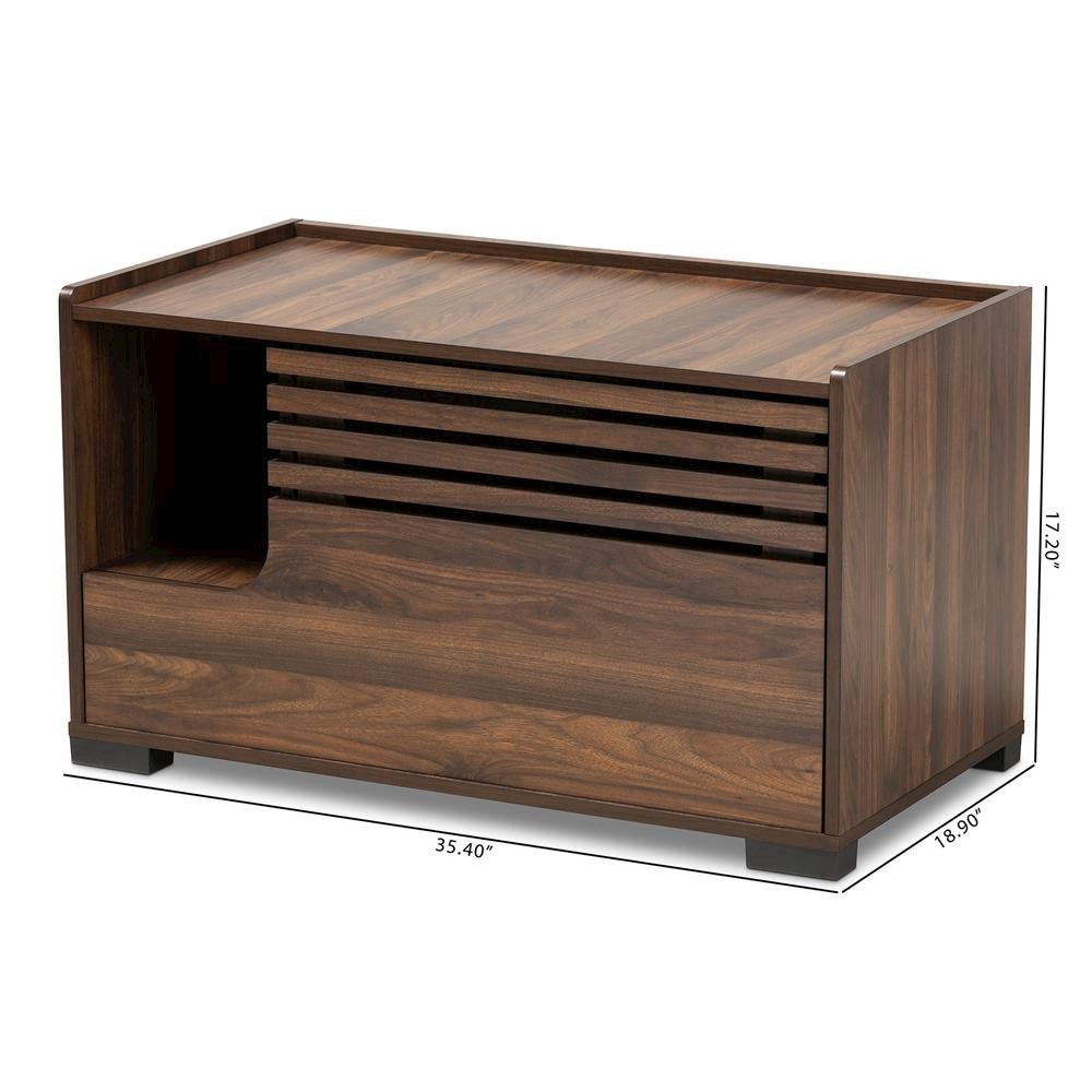 Claire Modern and Contemporary Walnut Brown Finished Cat Litter Box Cover House