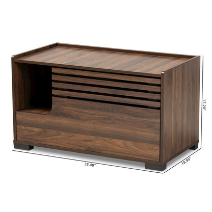 Claire Modern and Contemporary Walnut Brown Finished Cat Litter Box Cover House