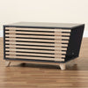 Two-Tone Dark Grey and Oak Finished Wood Cat Litter Box Cover House