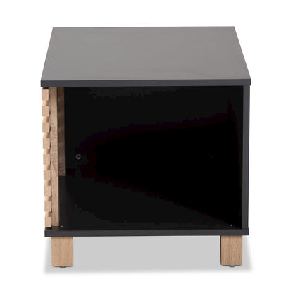 Two-Tone Dark Grey and Oak Finished Wood Cat Litter Box Cover House