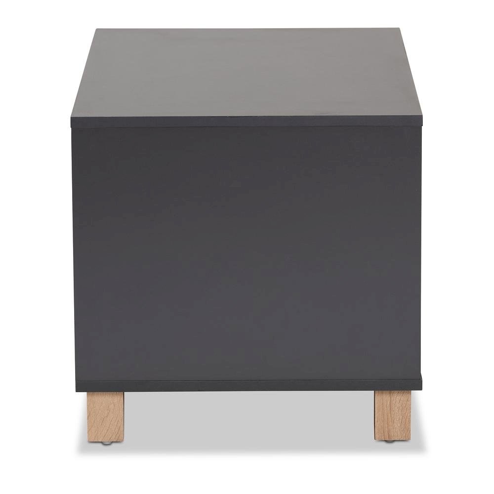 Two-Tone Dark Grey and Oak Finished Wood Cat Litter Box Cover House