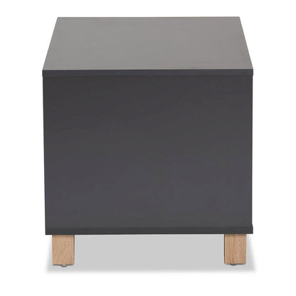 Two-Tone Dark Grey and Oak Finished Wood Cat Litter Box Cover House