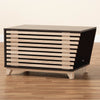 Two-Tone Dark Brown and Oak Finished Wood Cat Litter Box Cover House