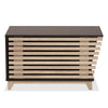 Two-Tone Dark Brown and Oak Finished Wood Cat Litter Box Cover House