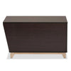 Two-Tone Dark Brown and Oak Finished Wood Cat Litter Box Cover House