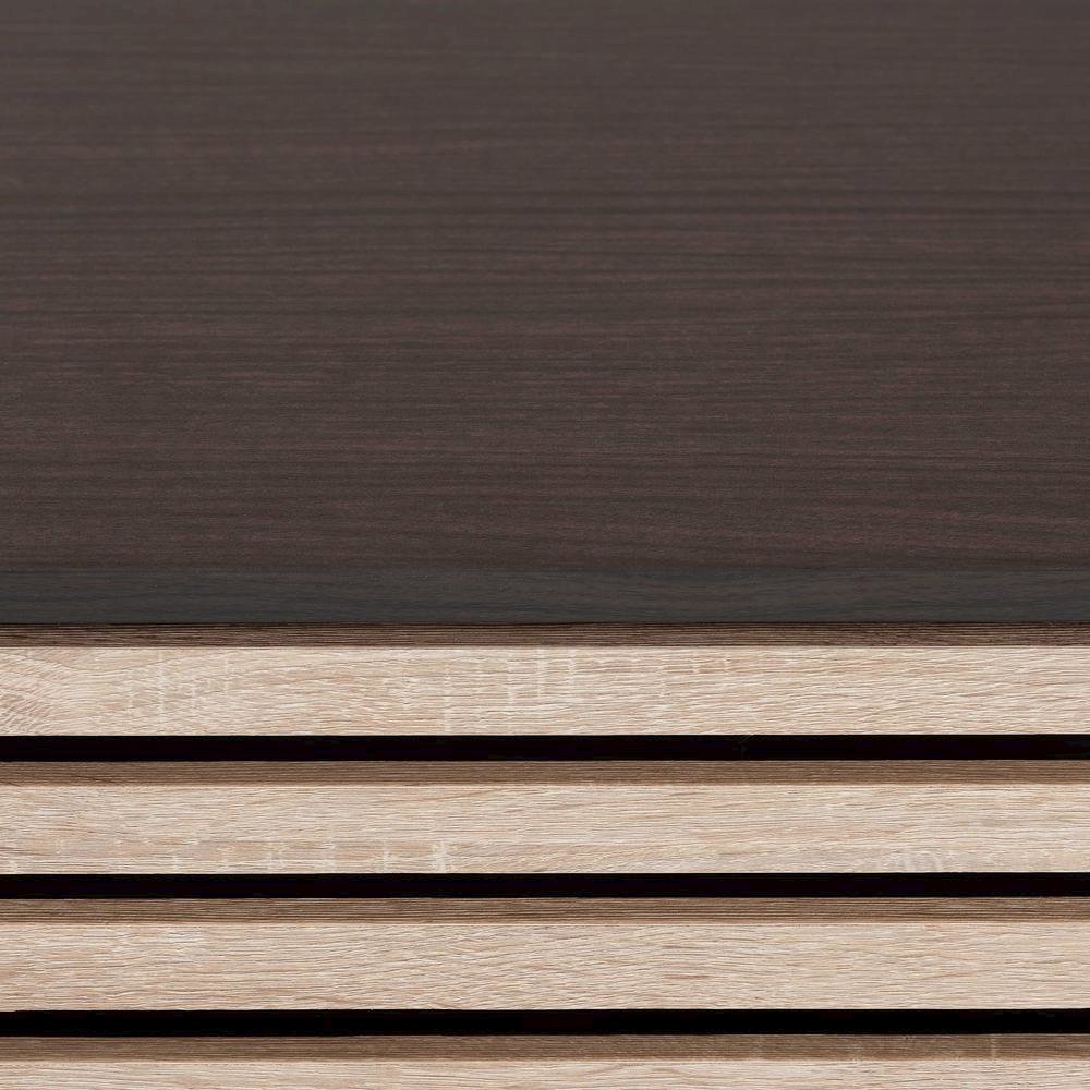 Two-Tone Dark Brown and Oak Finished Wood Cat Litter Box Cover House