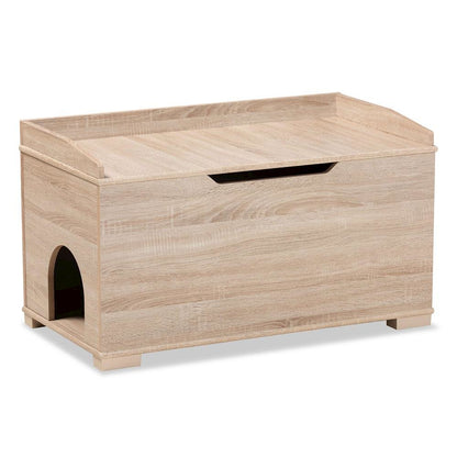 Mariam Modern and Contemporary Oak Finished Wood Cat Litter Box Cover House