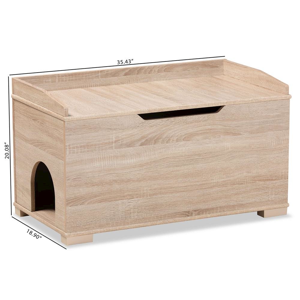 Mariam Modern and Contemporary Oak Finished Wood Cat Litter Box Cover House