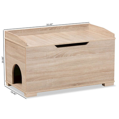 Mariam Modern and Contemporary Oak Finished Wood Cat Litter Box Cover House