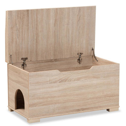 Mariam Modern and Contemporary Oak Finished Wood Cat Litter Box Cover House