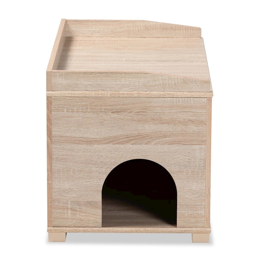 Mariam Modern and Contemporary Oak Finished Wood Cat Litter Box Cover House