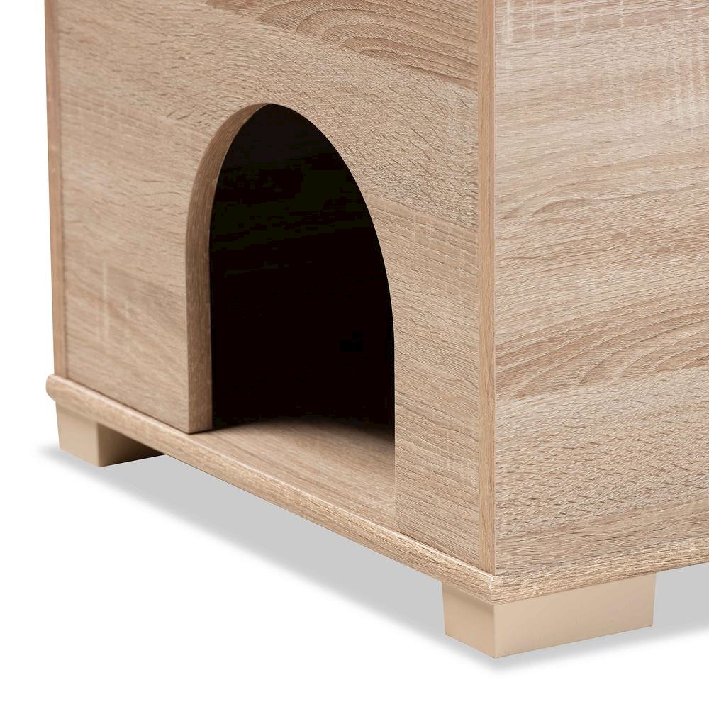 Mariam Modern and Contemporary Oak Finished Wood Cat Litter Box Cover House