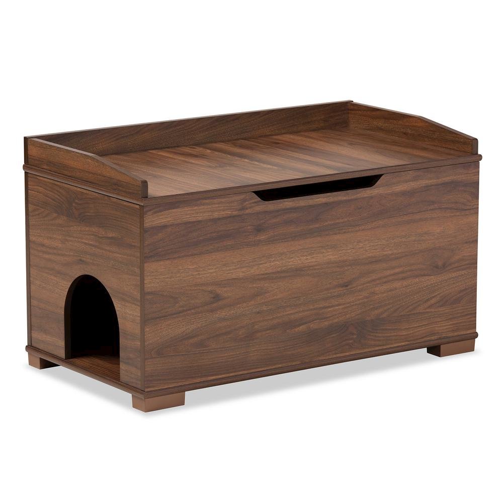 Walnut Brown Finished Wood Cat Litter Box Cover House