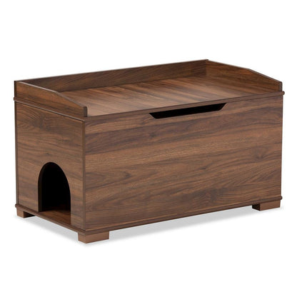 Walnut Brown Finished Wood Cat Litter Box Cover House