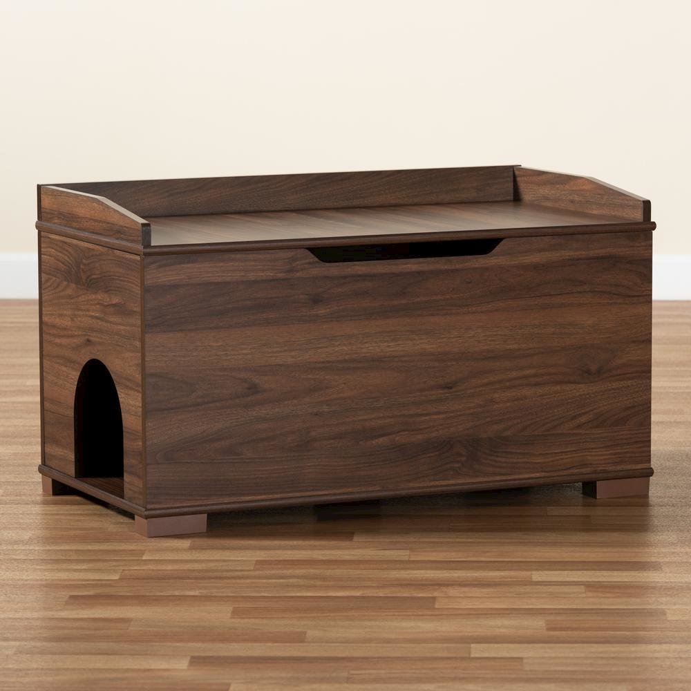 Walnut Brown Finished Wood Cat Litter Box Cover House