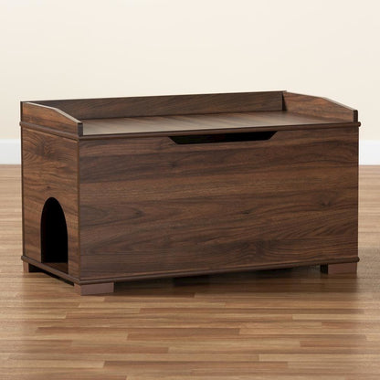 Walnut Brown Finished Wood Cat Litter Box Cover House