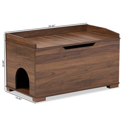 Walnut Brown Finished Wood Cat Litter Box Cover House