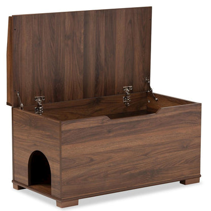 Walnut Brown Finished Wood Cat Litter Box Cover House