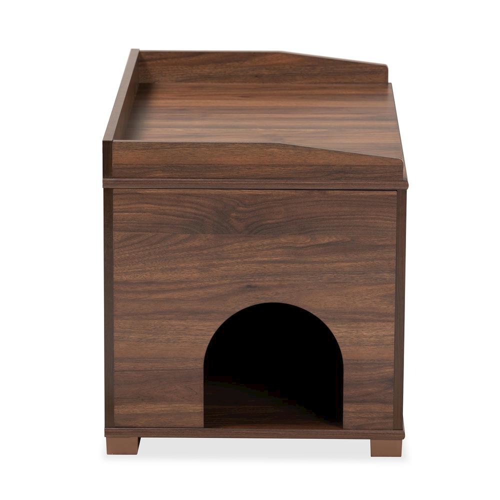 Walnut Brown Finished Wood Cat Litter Box Cover House
